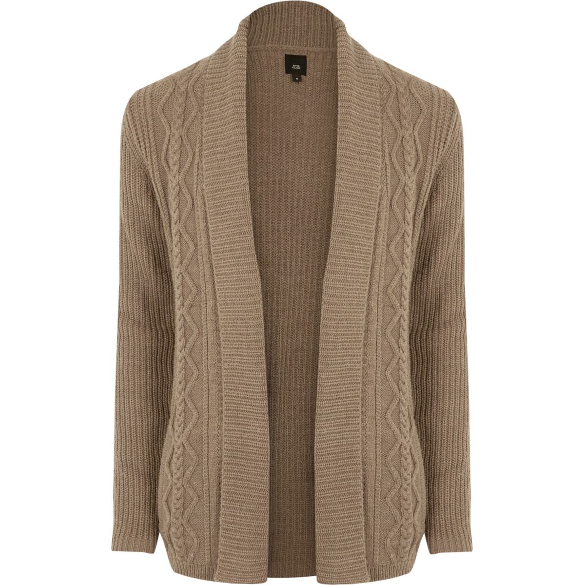 Light brown cable knit regular fit cardigan Jumpers & Cardigans