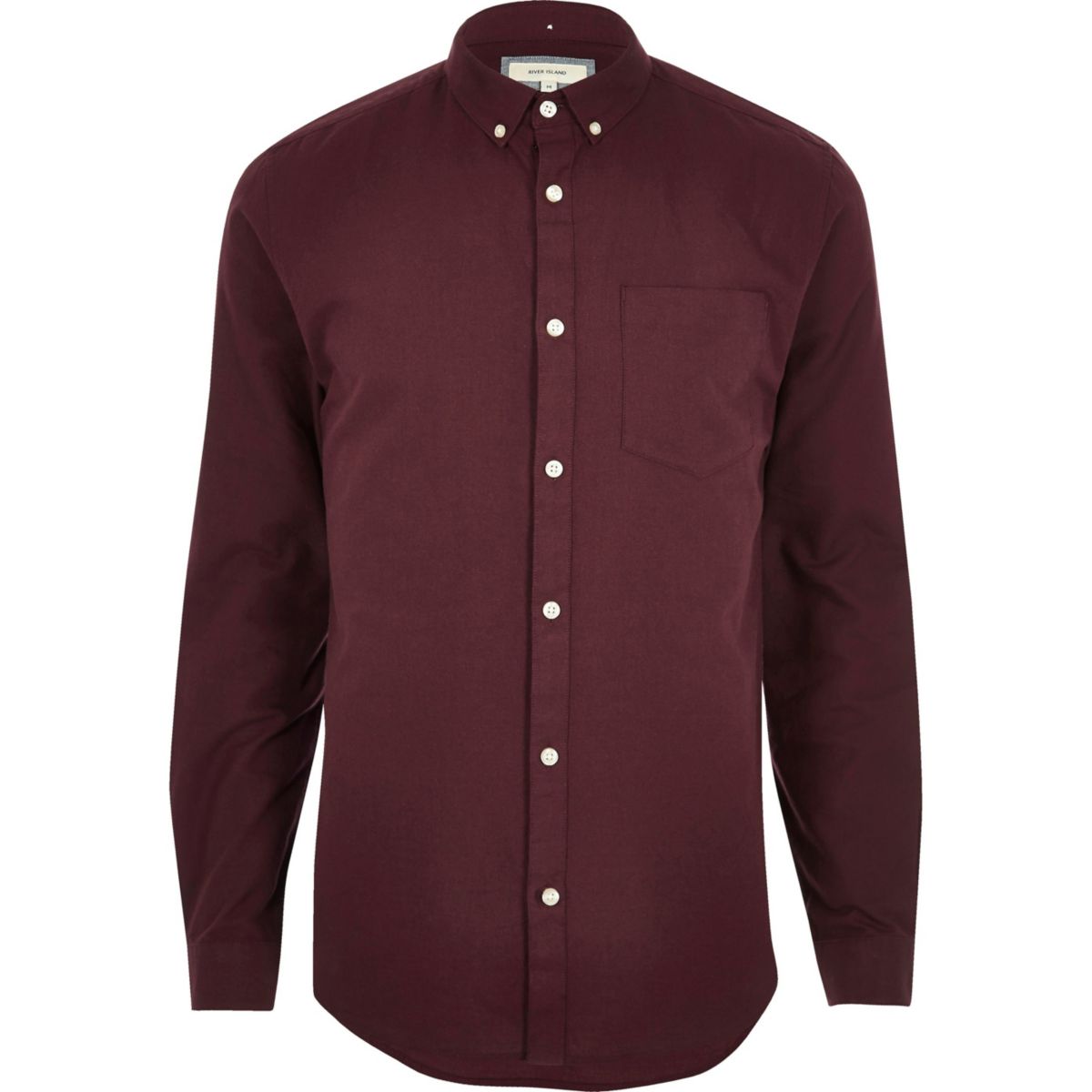 Burgundy slim fit button-down Oxford shirt - Shirts - Sale - men