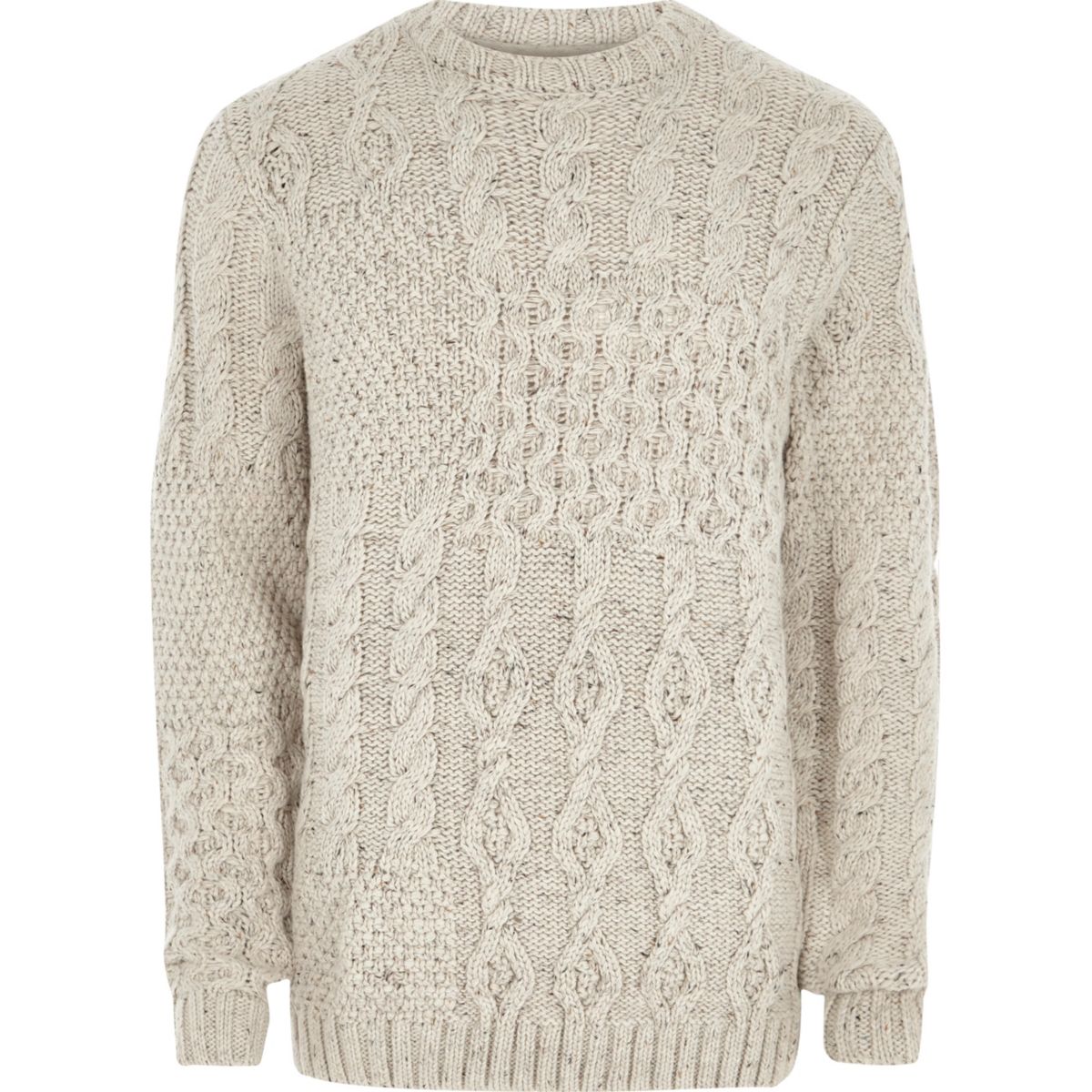 Cream spliced cable knit jumper - Jumpers & Cardigans ...