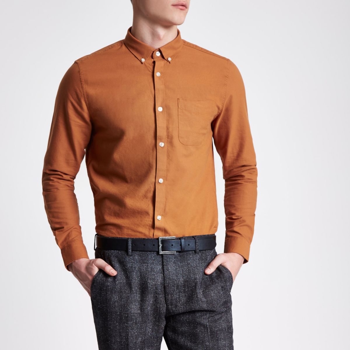 Rust orange long sleeve Oxford shirt Shirts Sale men