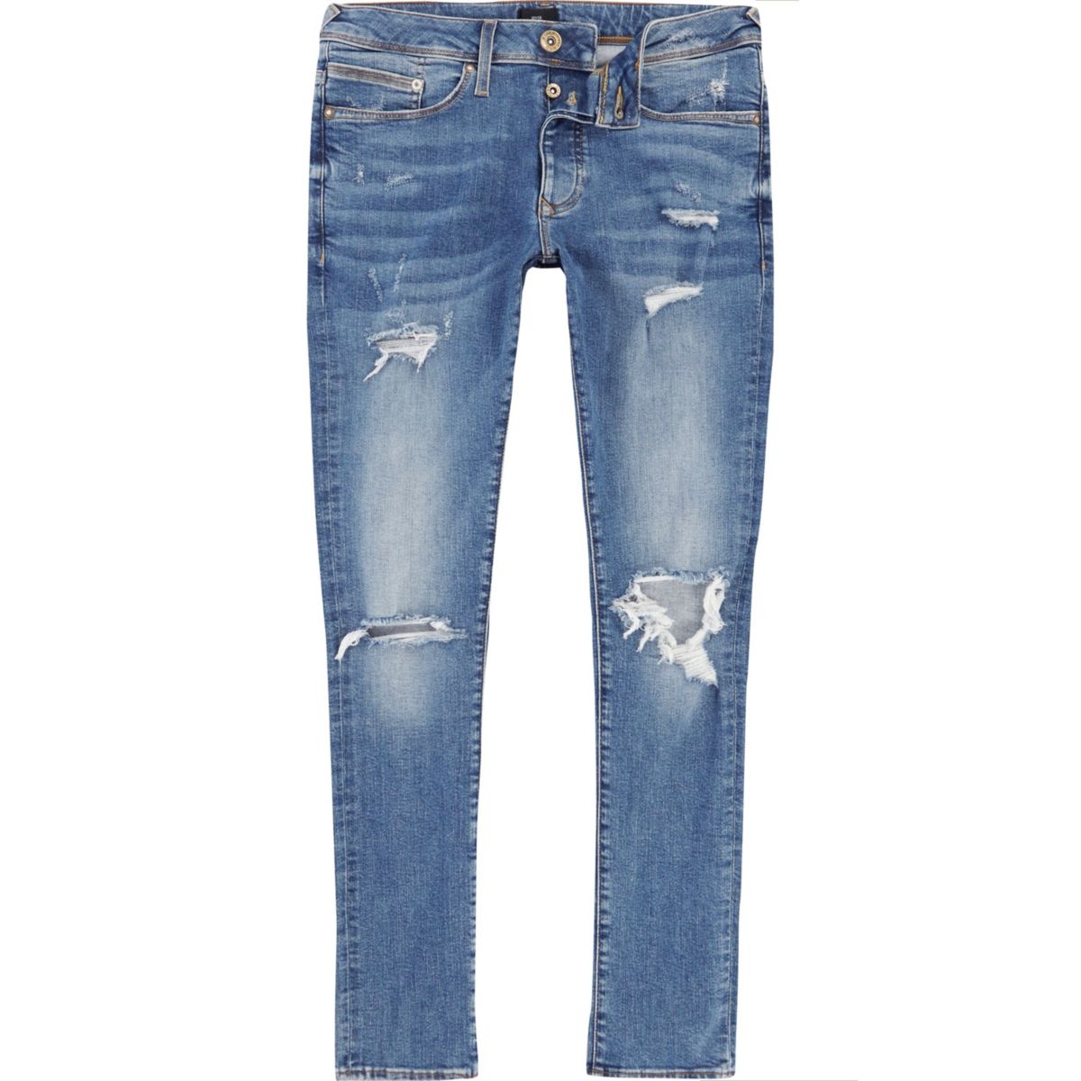 Mid blue  Danny ripped  super skinny jeans  Jeans  Sale men 