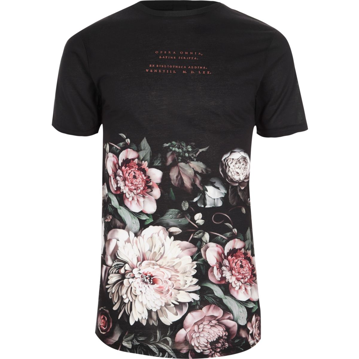 Black floral print crew neck T-shirt - Seasonal Offers - Sale - men