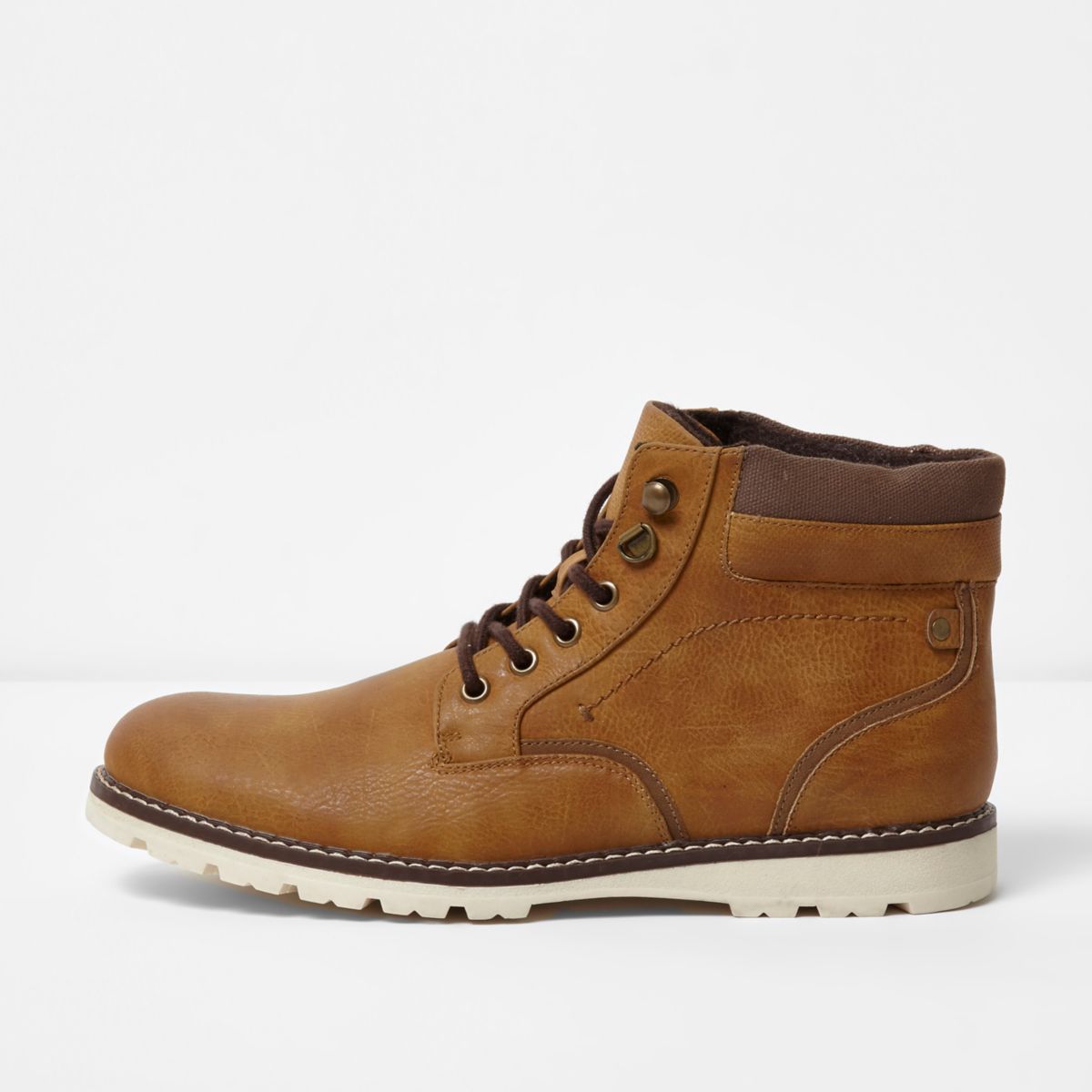 River Island Mens Tan warm lined laceup boots Gay Times UK £30.00