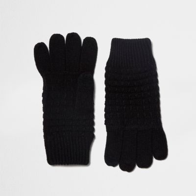 Black waffle knit gloves - Scarves / Gloves - Accessories - men