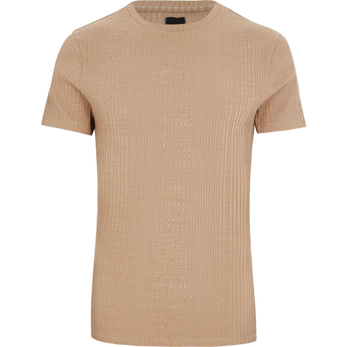 Big and Tall light brown ribbed T-shirt - T-Shirts & Vests - Sale - men