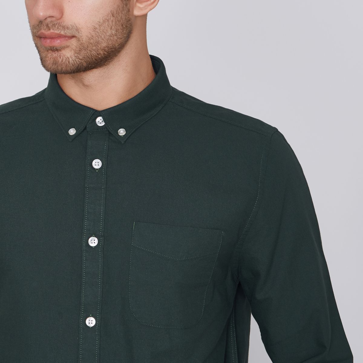 Green long sleeve oxford shirt - Shirts - Sale - men