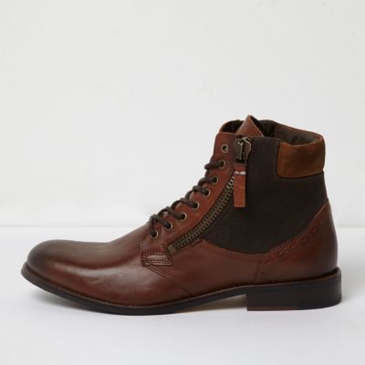 river island mens boots brown