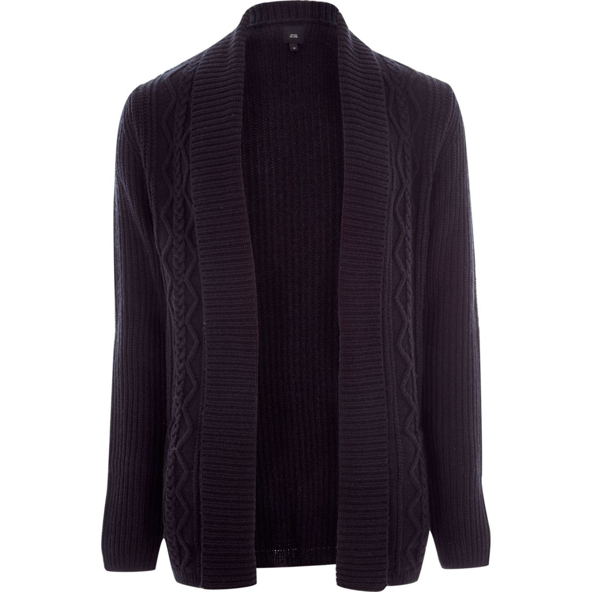 Big and Tall navy cable knit cardigan - Jumpers ...
