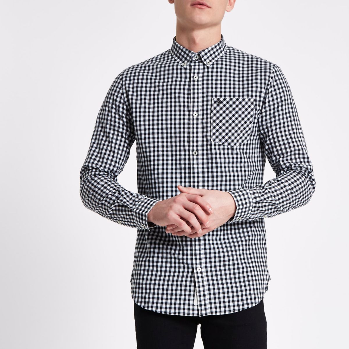 Button Down Collar Decorative Buttons Gingham Short Sleeve Jumpsuits