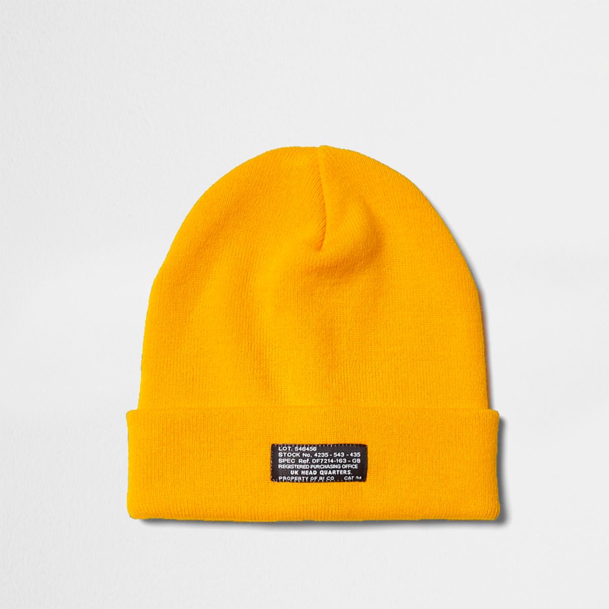 Yellow knit beanie hat - Hats - Accessories - men
