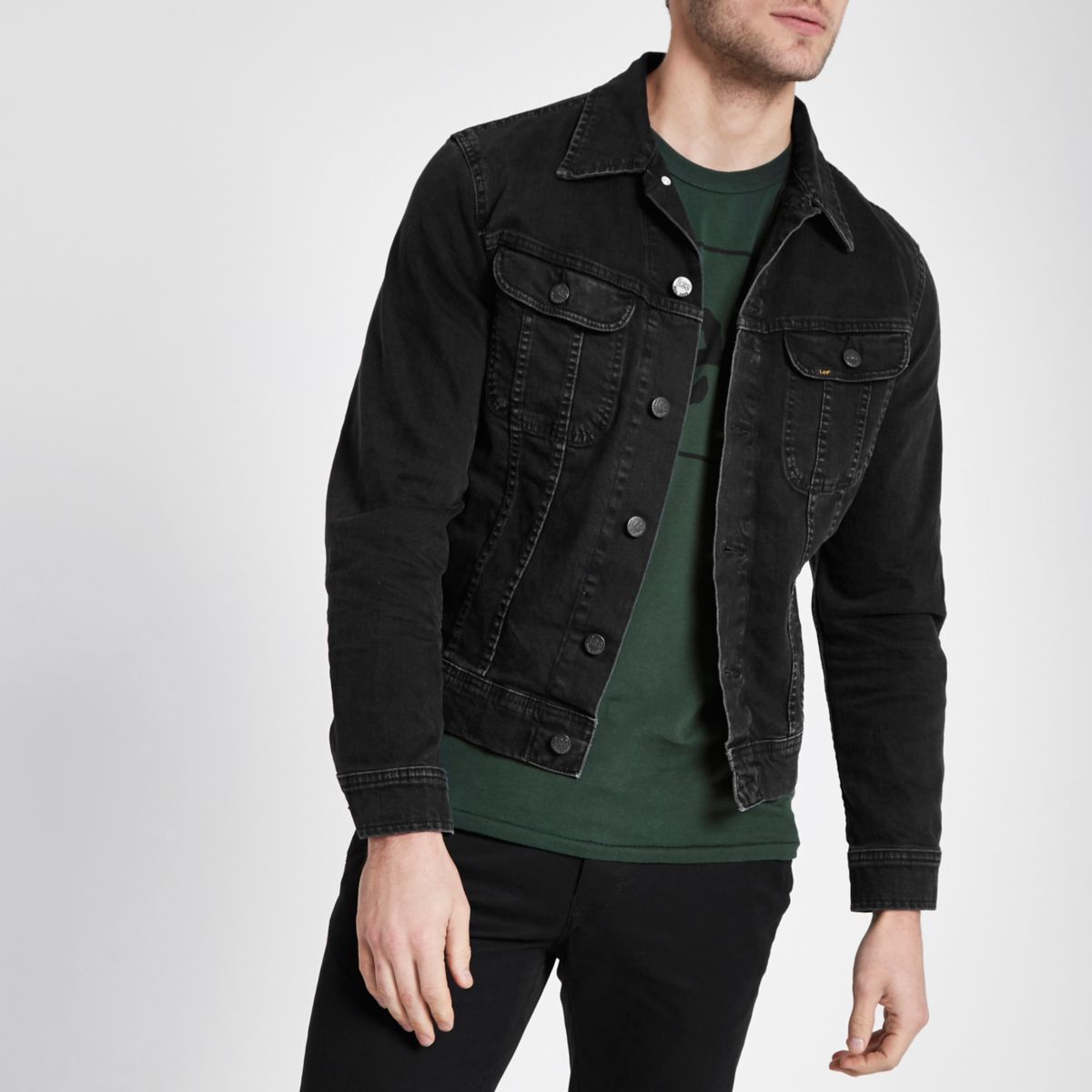 lee black denim jacket mens