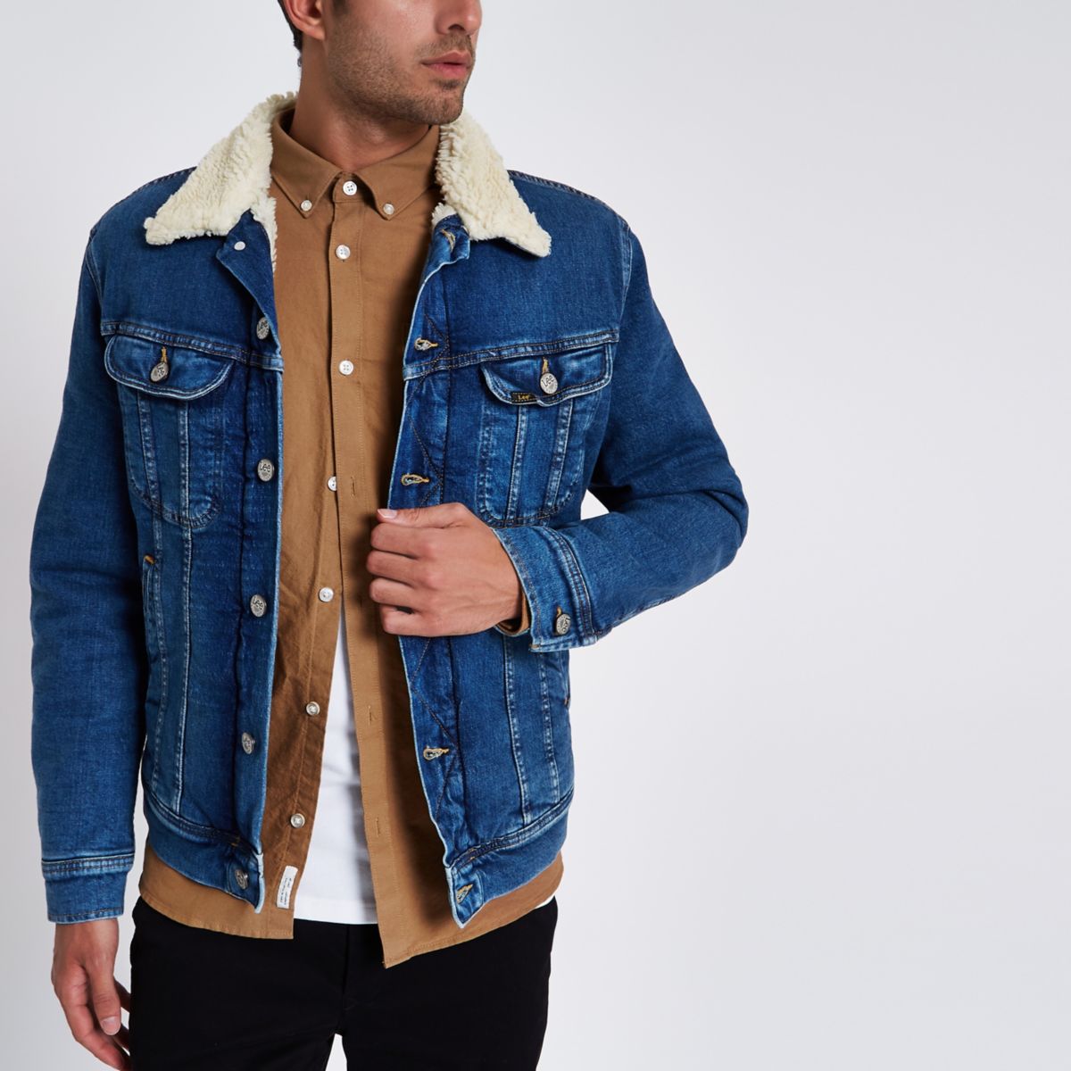 Blue Lee faux shearling denim trucker jacket - Jackets - Coats ...