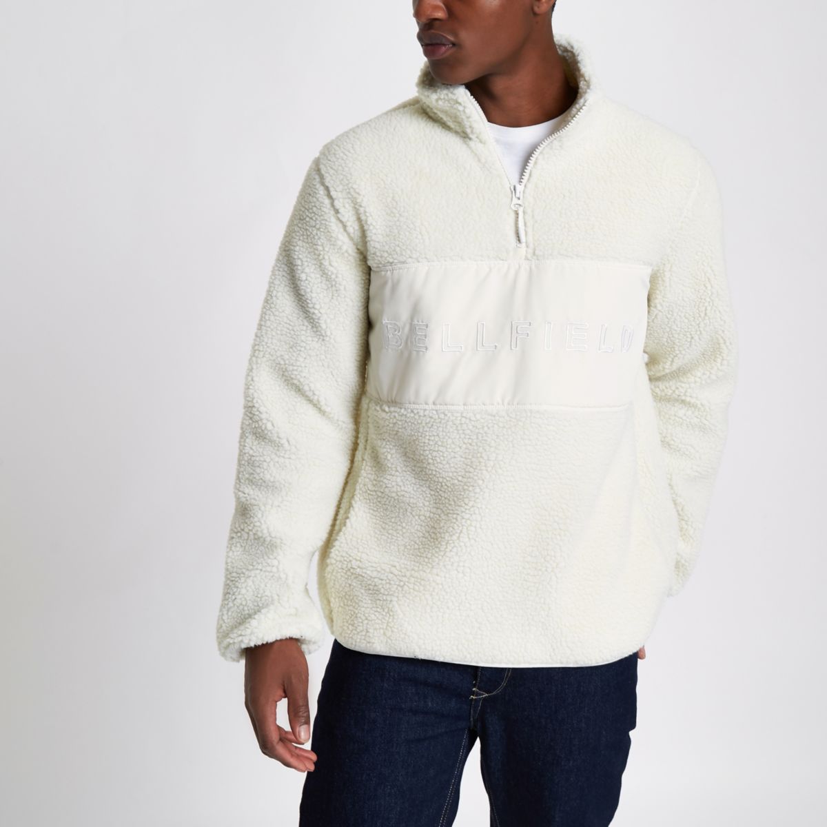 Bellfield cream pullover fleece jacket Jackets Coats & Jackets men