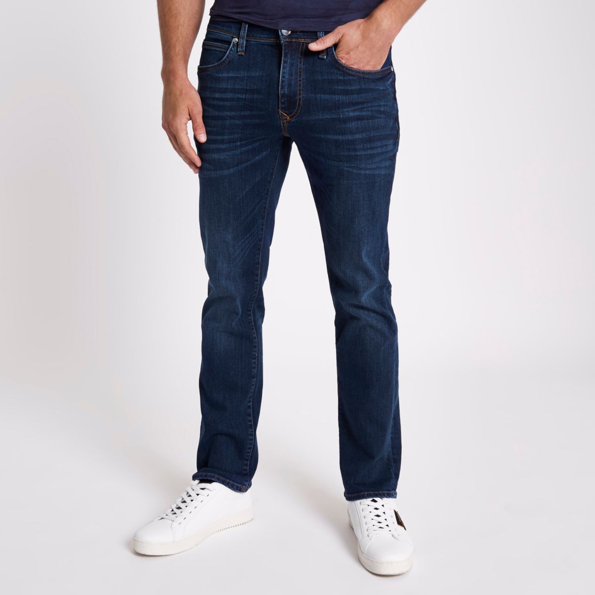 dark blue bootcut jeans