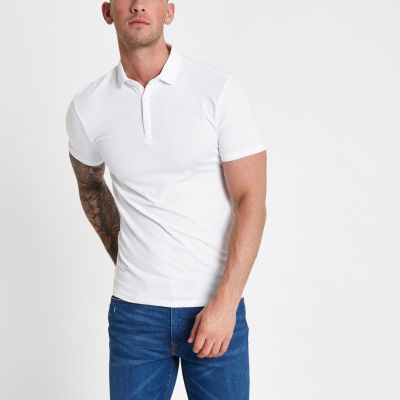 white zip up polo shirt