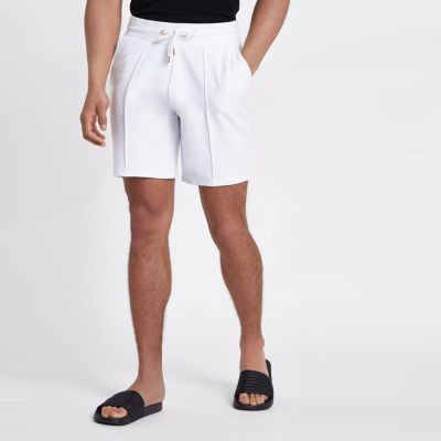 river island white embroidered shorts