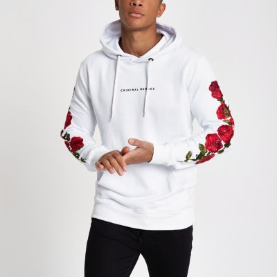rose white hoodie
