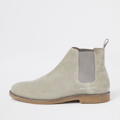 mens stone suede chelsea boots