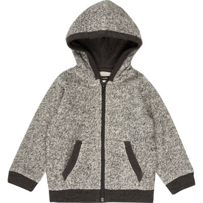 Mini boys grey cosy zip up hoodie - baby boys tops - mini boys - boys