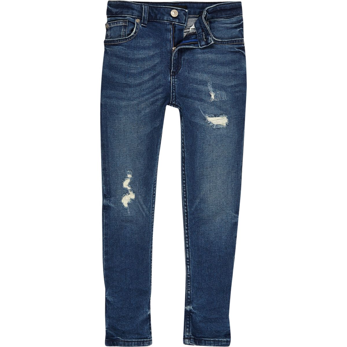 Boys mid blue distressed Sid skinny jeans - Skinny Jeans - Jeans - boys