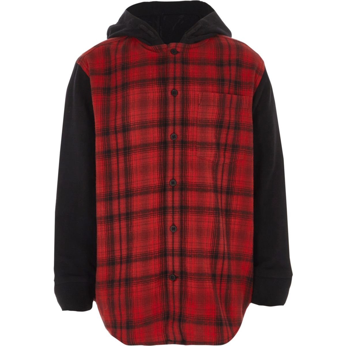 Boys red check hooded shirt - Long Sleeve Shirts - Shirts - boys