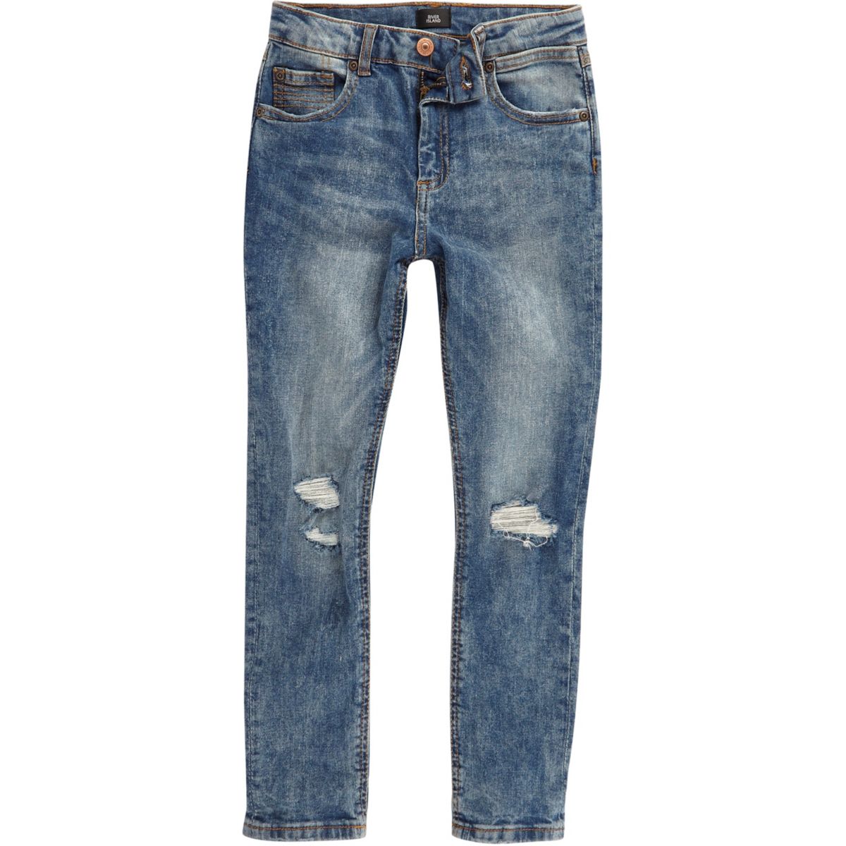 Boys blue Sid acid wash ripped skinny jeans - Denim - Sale - boys