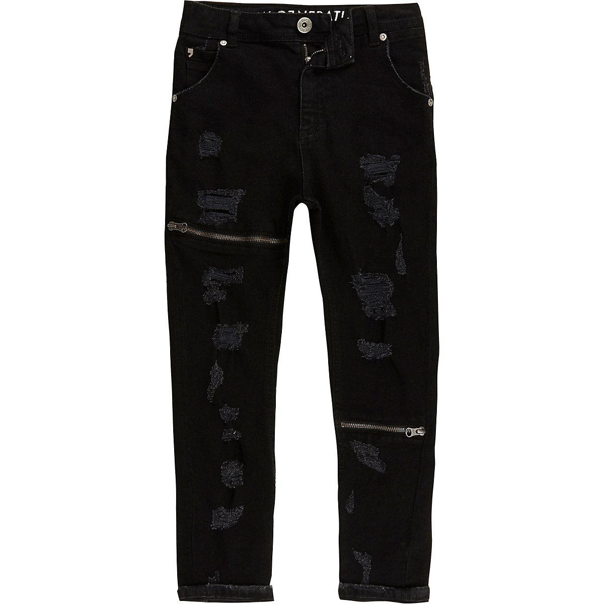 Kids black RI Studio Tony ripped slouch jeans - Slouch Tapered Jeans ...