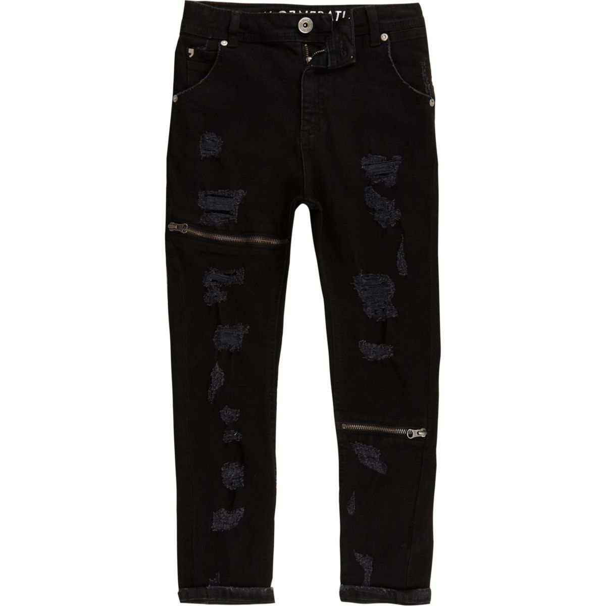 Kids black RI Studio Tony ripped slouch jeans - Denim - Sale - girls