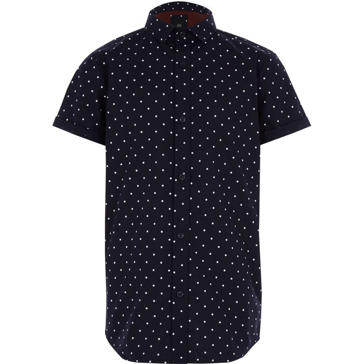 Boys navy polka dot short sleeve shirt Short Sleeve Shirts Shirts boys