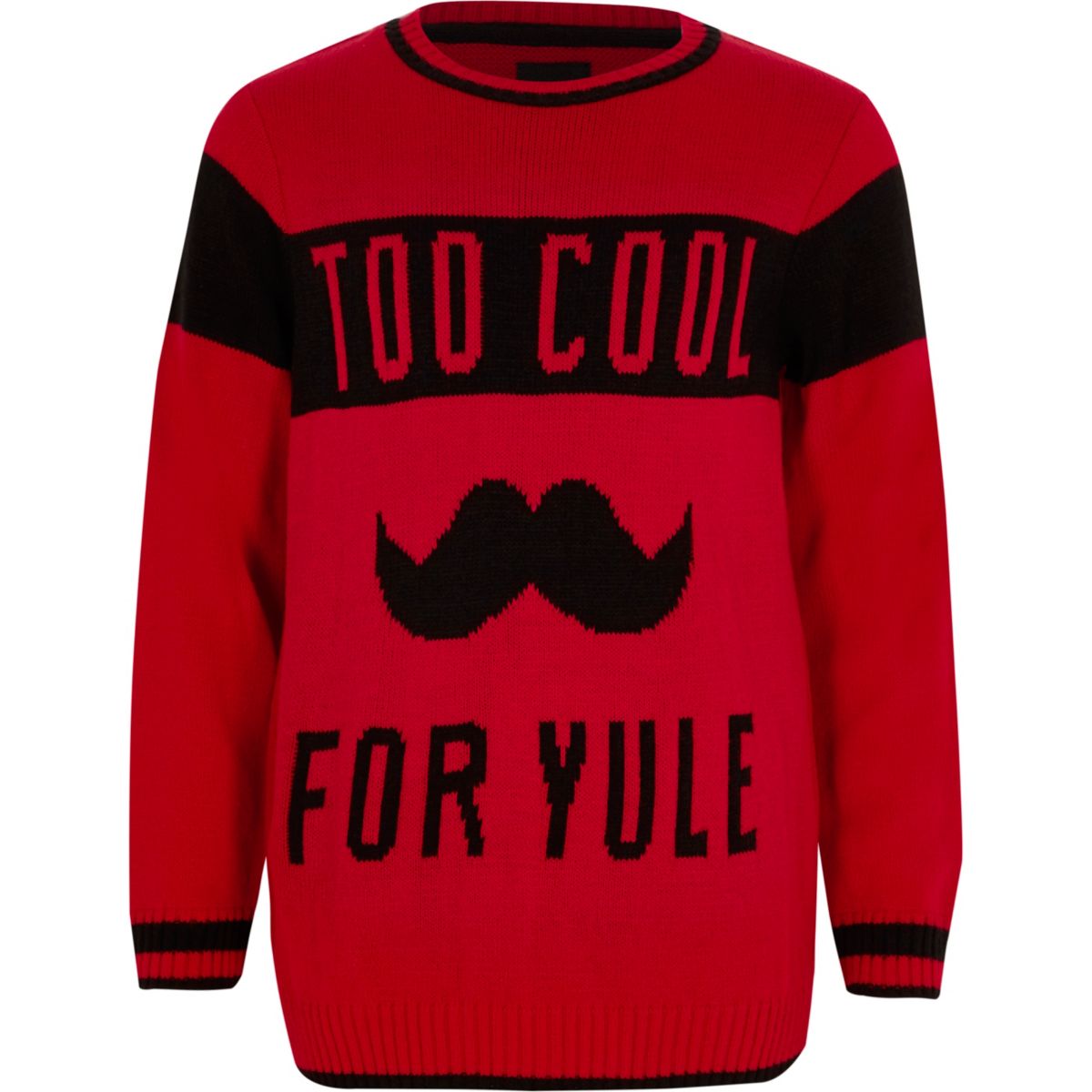 Boys red ‘too cool for yule’ knit jumper - Cardigans & Jumpers - boys