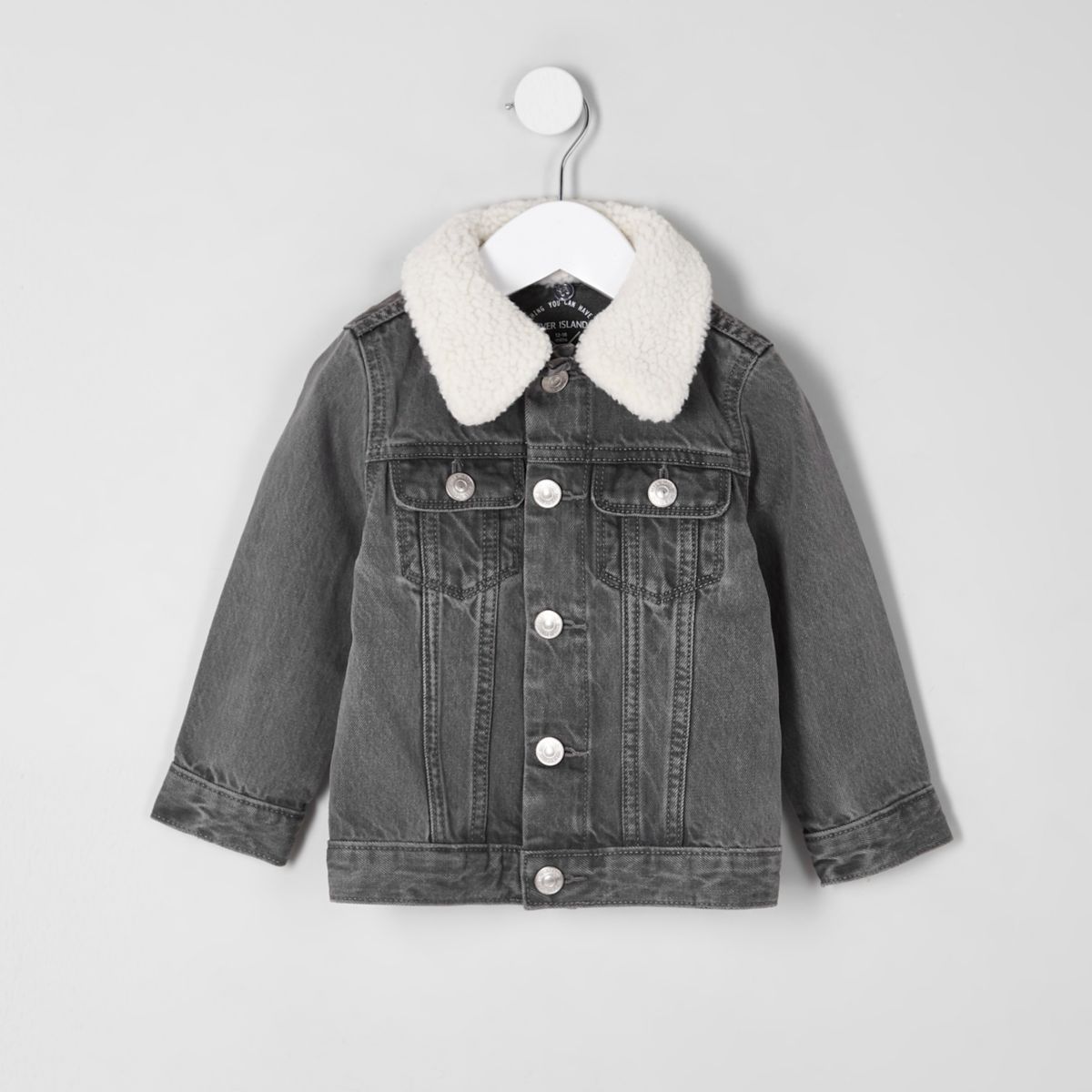 Mini boys grey collar denim jacket Baby Boys Coats & Jackets