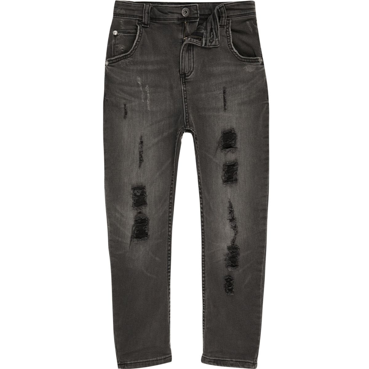 Boys black Tony ripped tapered slouch jeans - Denim - Sale - boys