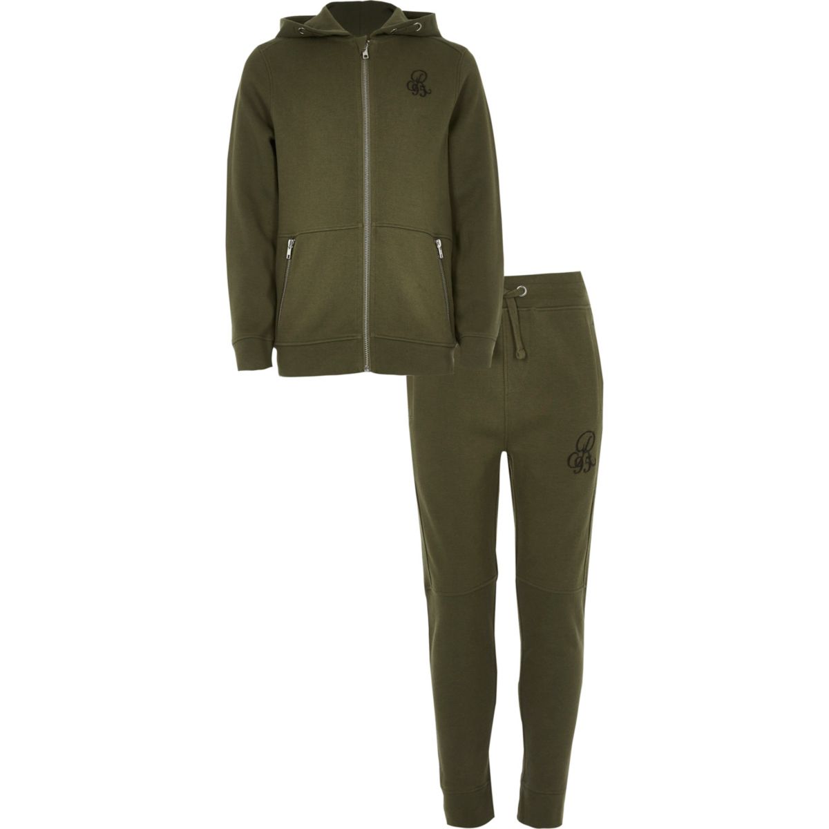 Boys khaki green pique tracksuit Sets & Outfits boys