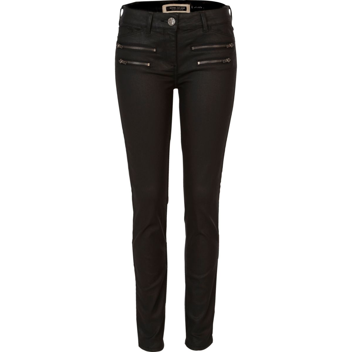 Black coated zip super skinny jeans - Jeans - Sale - women