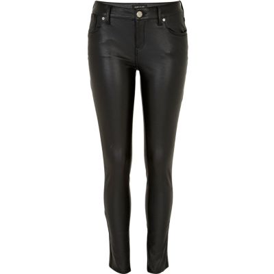 Black leather look Olive super skinny jeans - Jeans - Sale - women