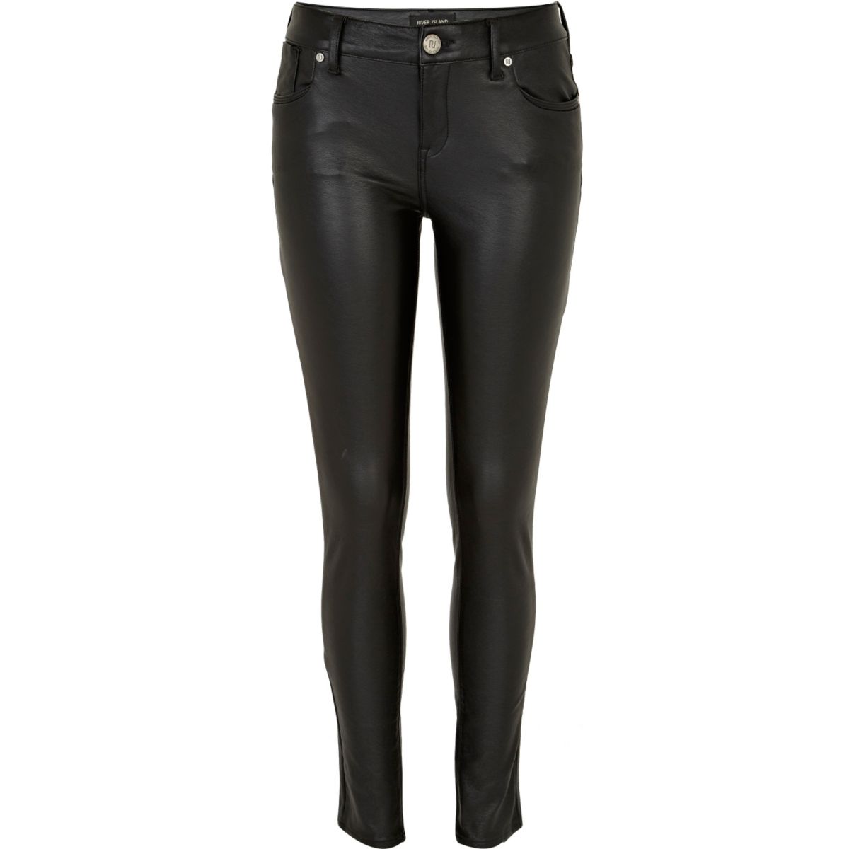 Black leather look Olive super skinny jeans - Jeans - Sale - women