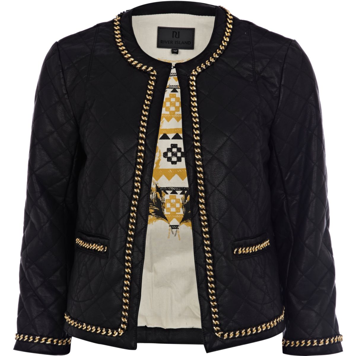Black leather look chain jacket Coats & Jackets Sale women