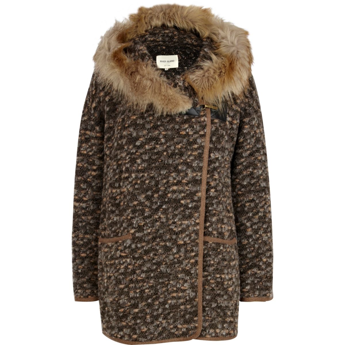 Brown faux fur hooded coatigan - Coats & Jackets - Sale - women