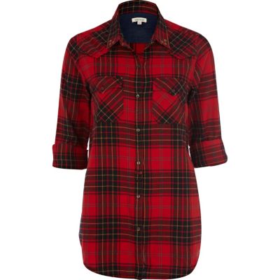 Red check shirt - Tops - Sale - women
