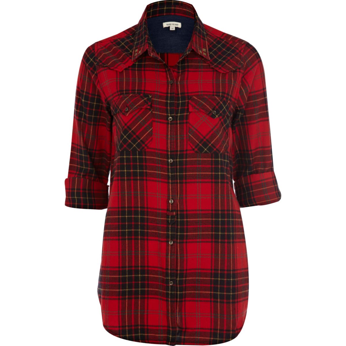 women's red and white checkered shirt