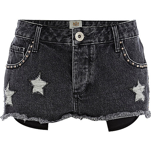 Black ripped star denim shorts - Shorts - Sale - women