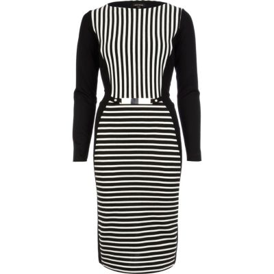 Black striped bodycon midi tube dress - dresses - sale - women