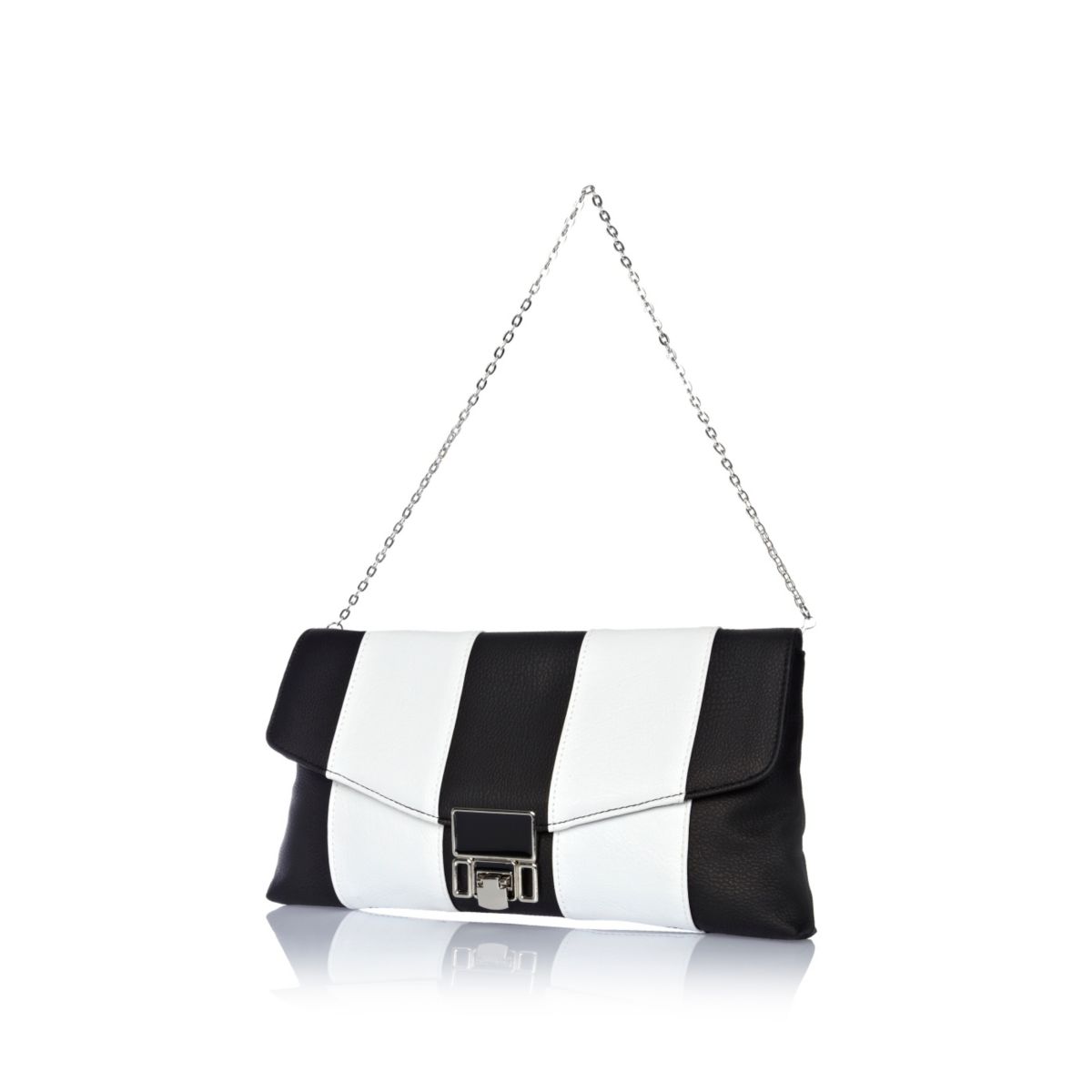 Black and white stripe flip lock clutch bag Clutch Bags Bags