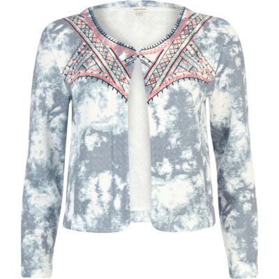 Blue cloud print embroidered quilted jacket - Coats & Jackets - Sale ...