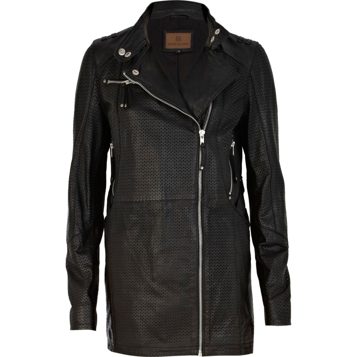 Black perforated leather jacket Coats & Jackets Sale women