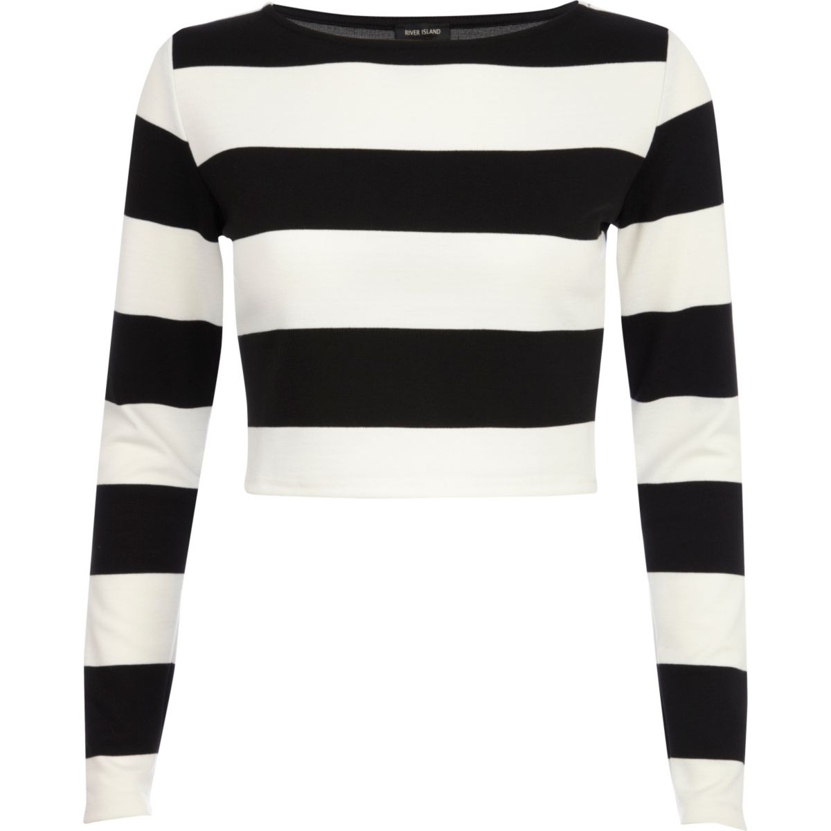 Black and white chunky stripe crop top - Tops - Sale - women