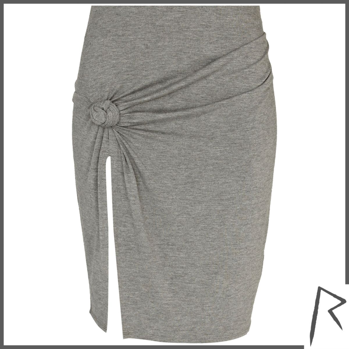 Grey Rihanna knot front thigh split skirt - Skirts - Sale - women