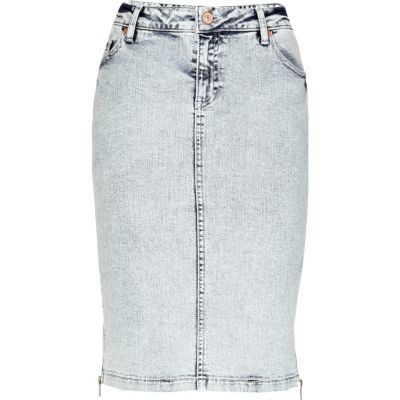 Light acid wash denim pencil skirt - skirts - sale - women