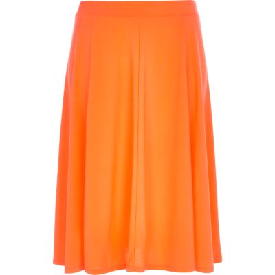 Bright orange midi skirt