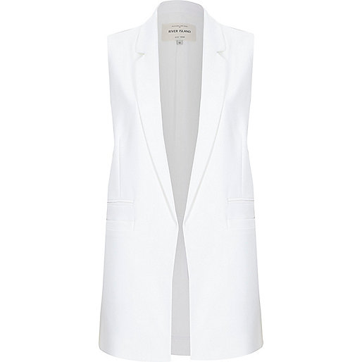 White sleeveless tailored jacket - coats / jackets - sale - women